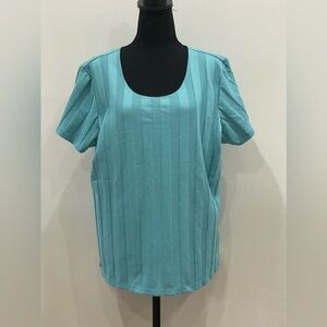 D&Co XL Light Blue Ribbed Short‎ Sleeve